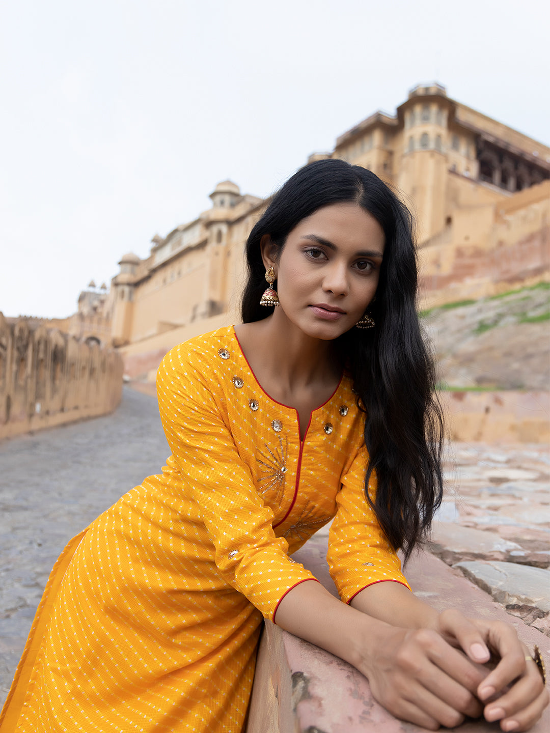 Sunshine Yellow Leheriya Kurta