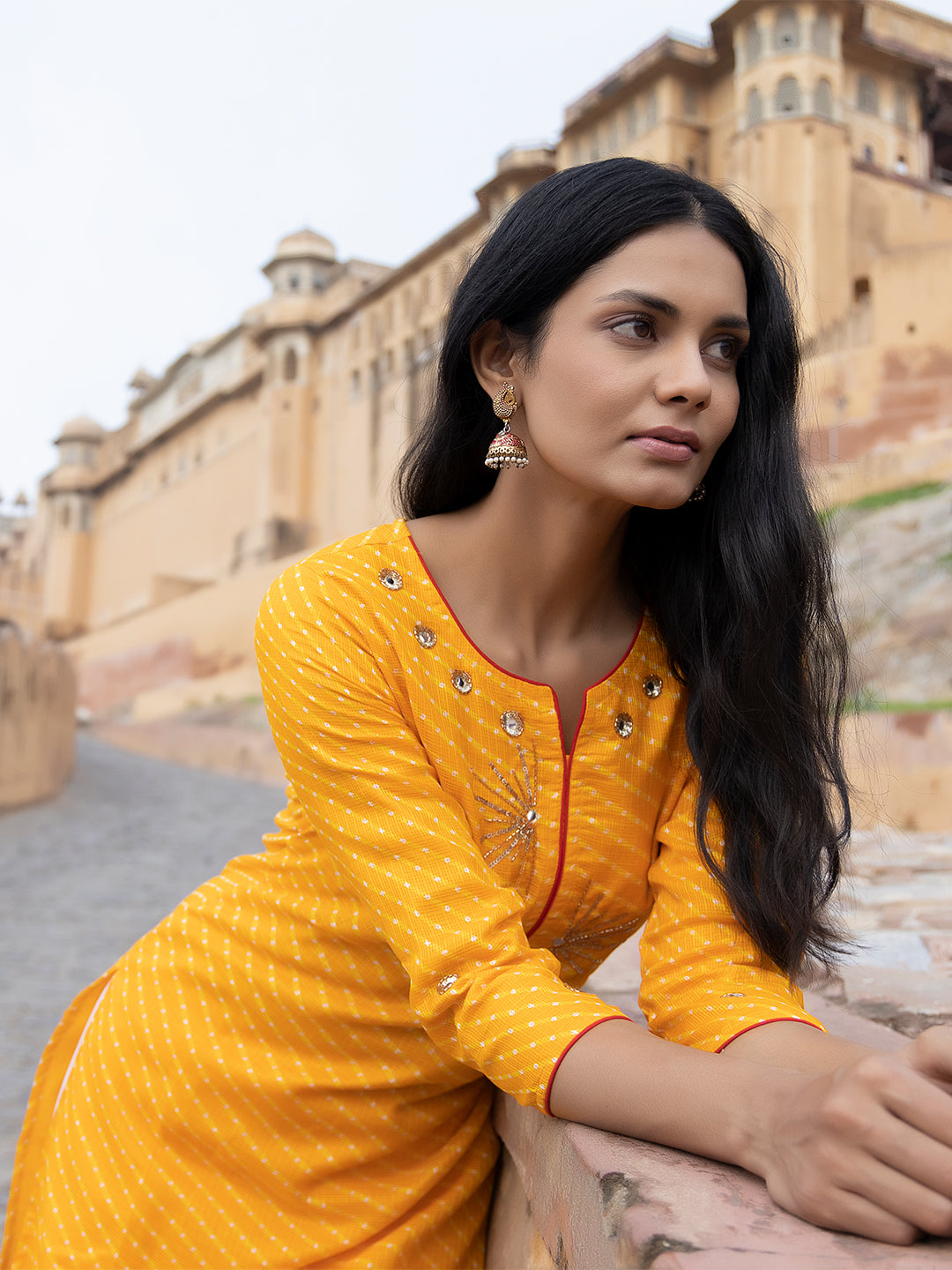 Sunshine Yellow Leheriya Kurta