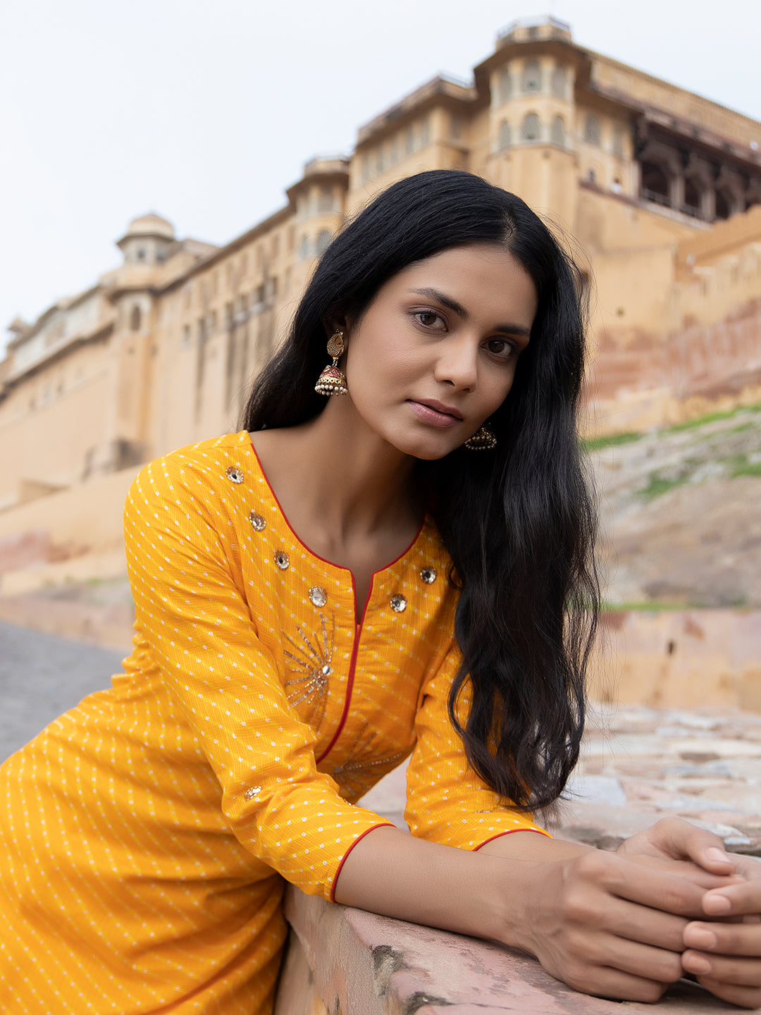 Sunshine Yellow Leheriya Kurta