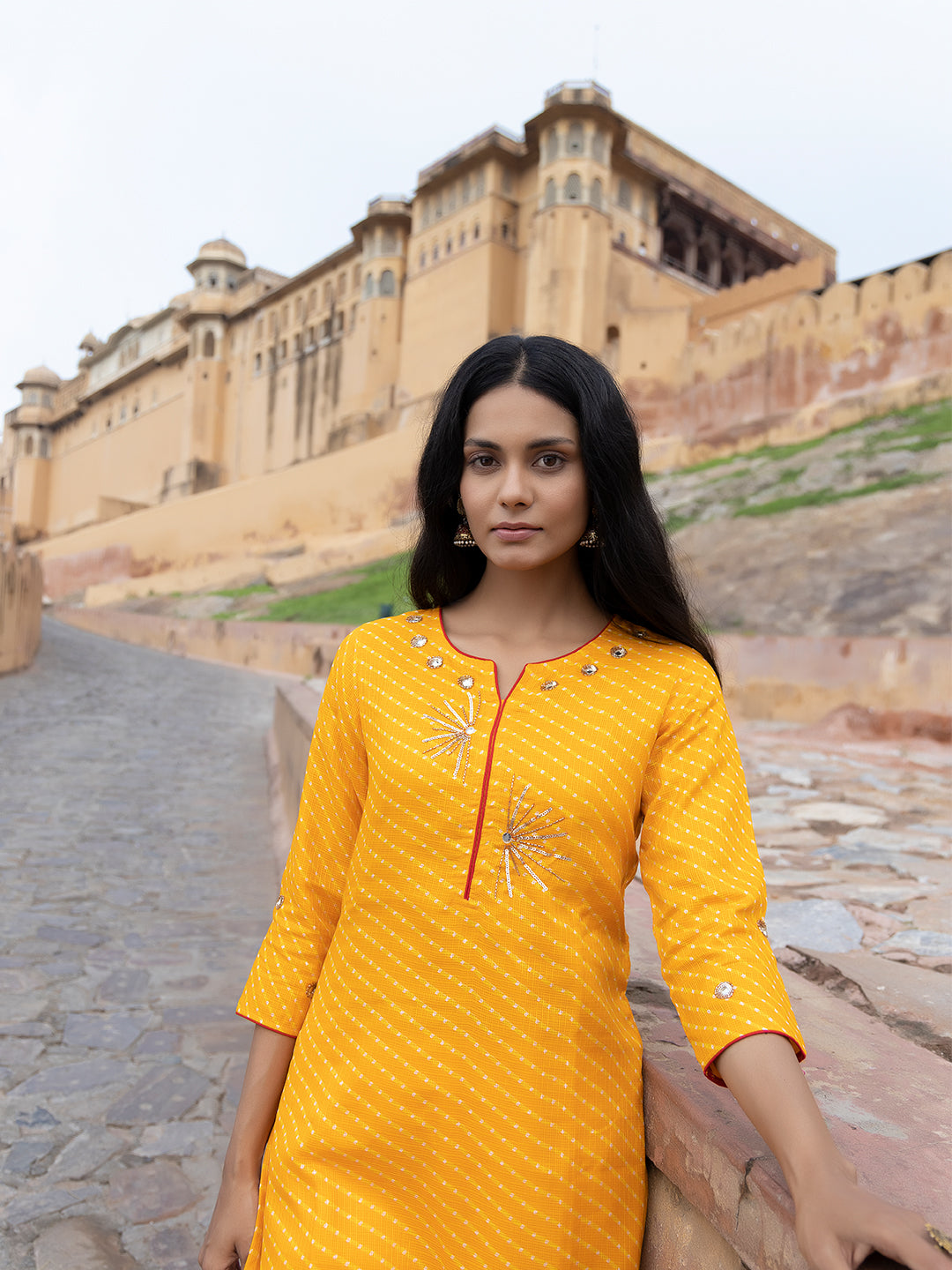 Sunshine Yellow Leheriya Kurta