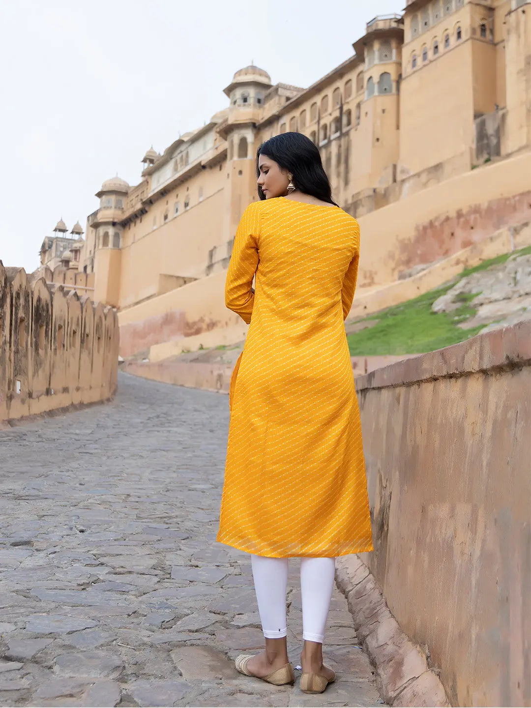 Sunshine Yellow Leheriya Kurta Ragavi
