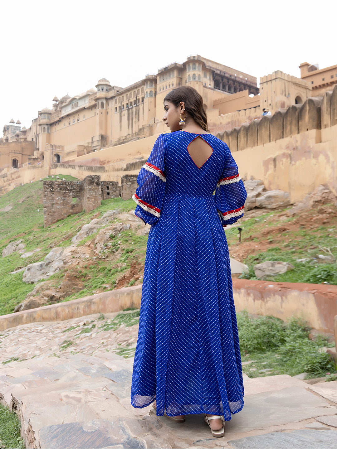 Aarvi Blue Leheriya Kurta