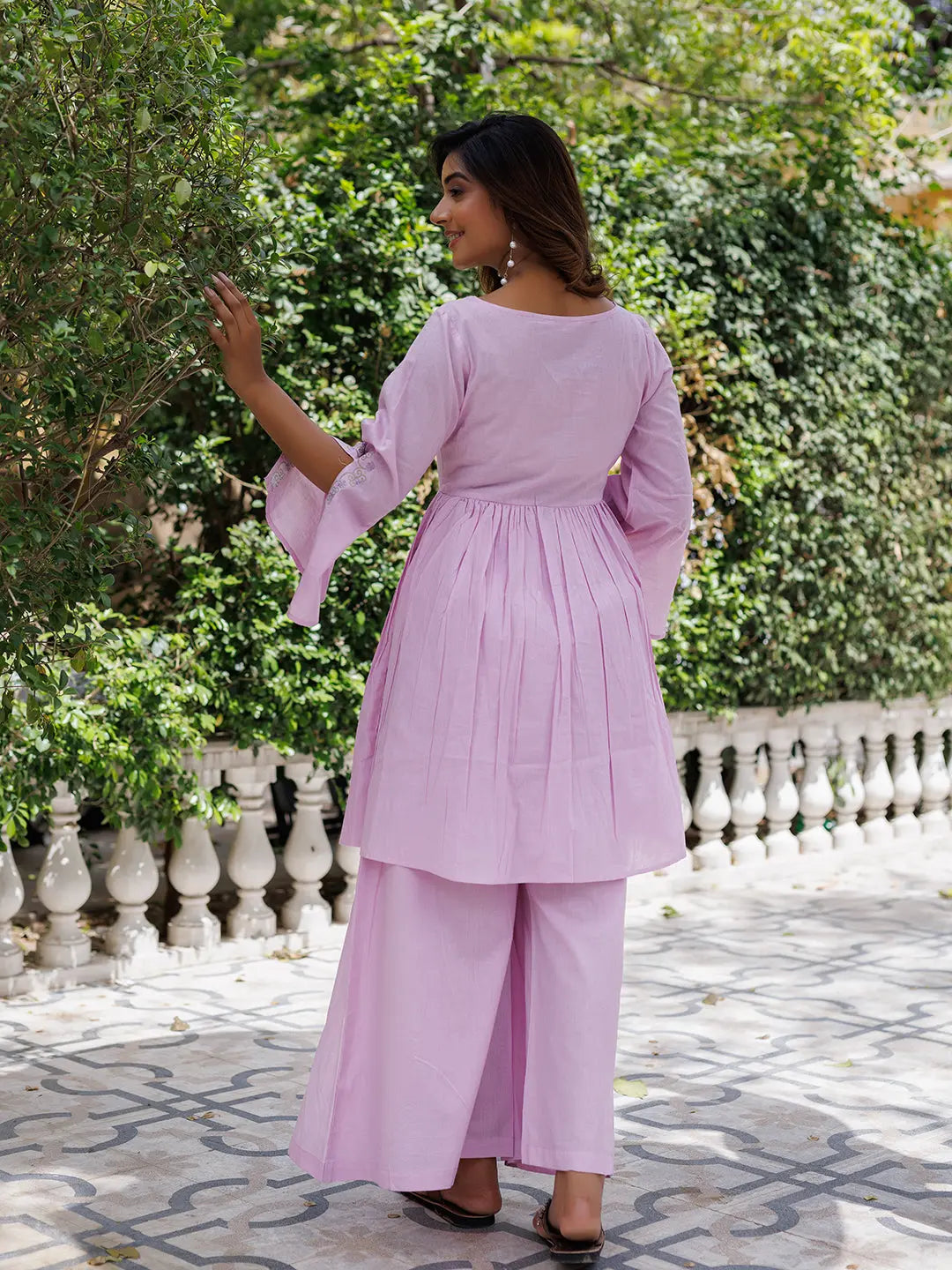 Winsome Orchid Solid Cotton Kurta Set Ragavi