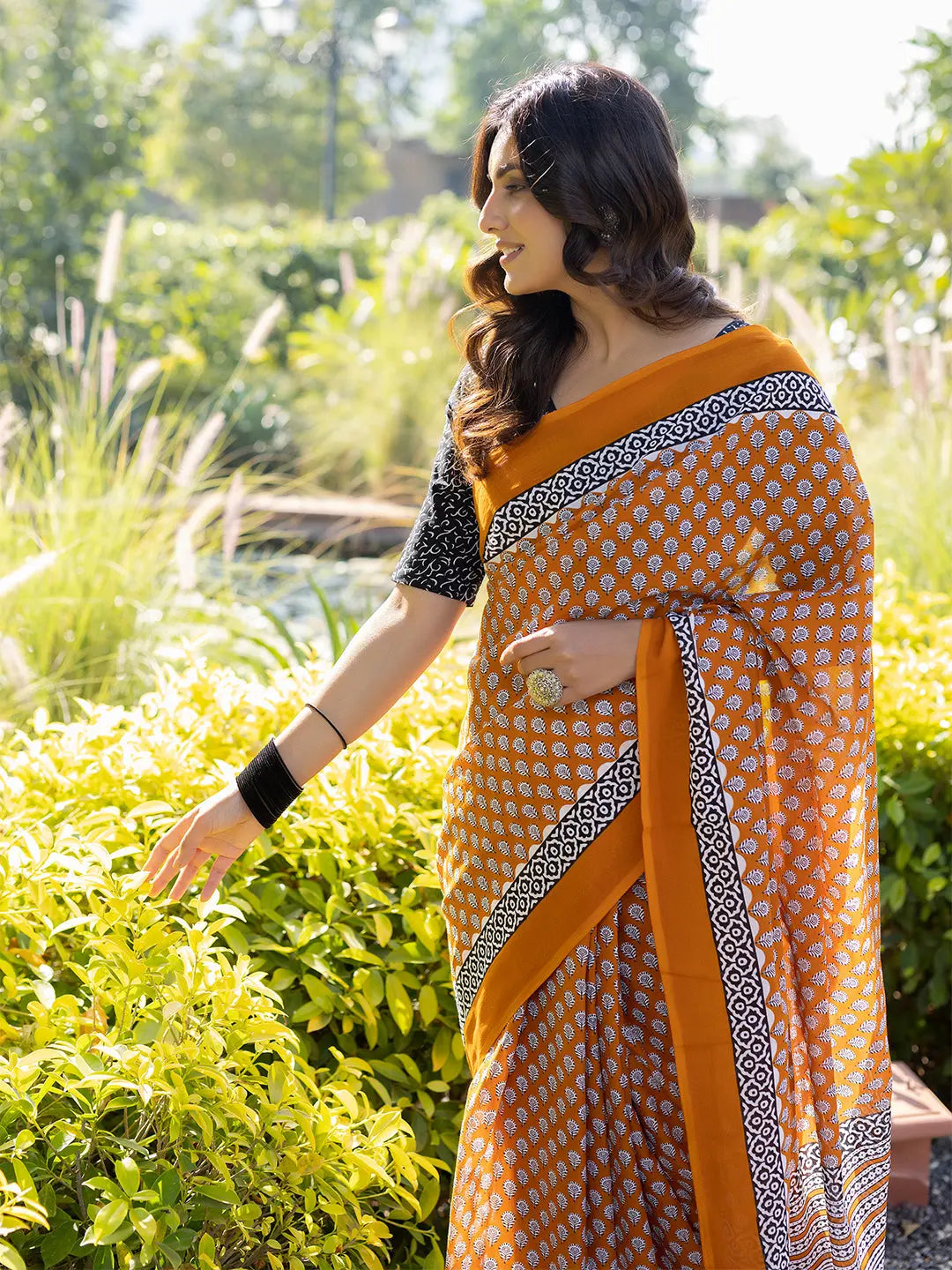 Tiger Orange Cotton Saree Ragavi