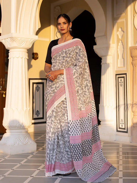 Obsidian Cloud Cotton Saree Ragavi