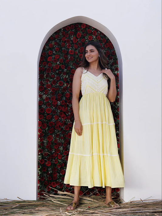 Yellow Pear Maxi Dress Ragavi