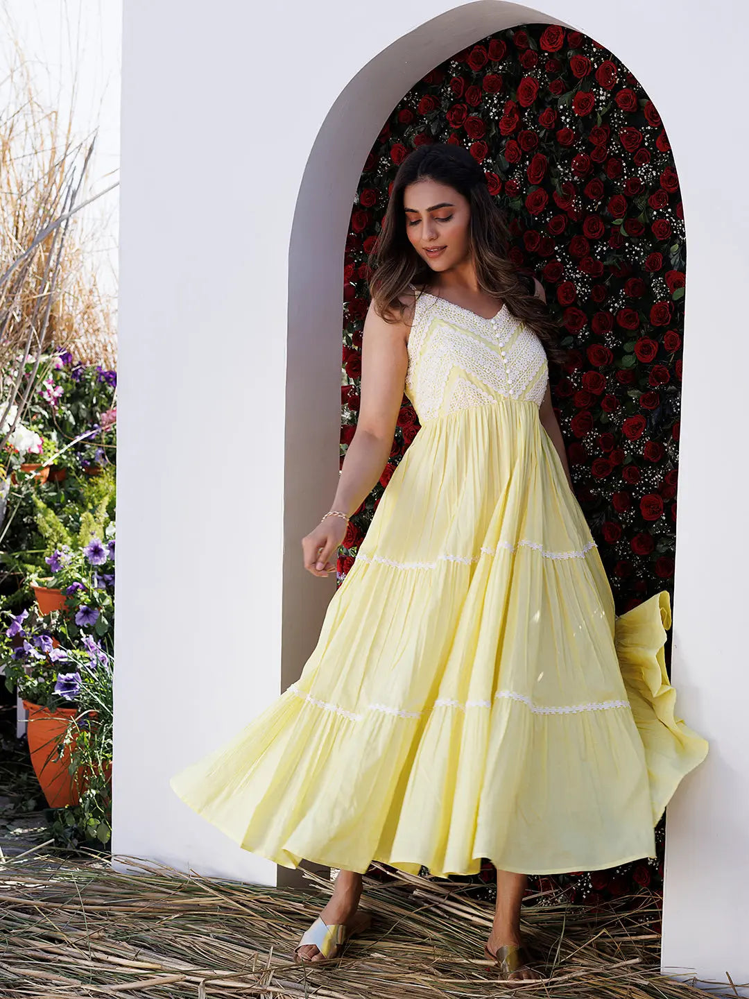 Yellow Pear Maxi Dress Ragavi