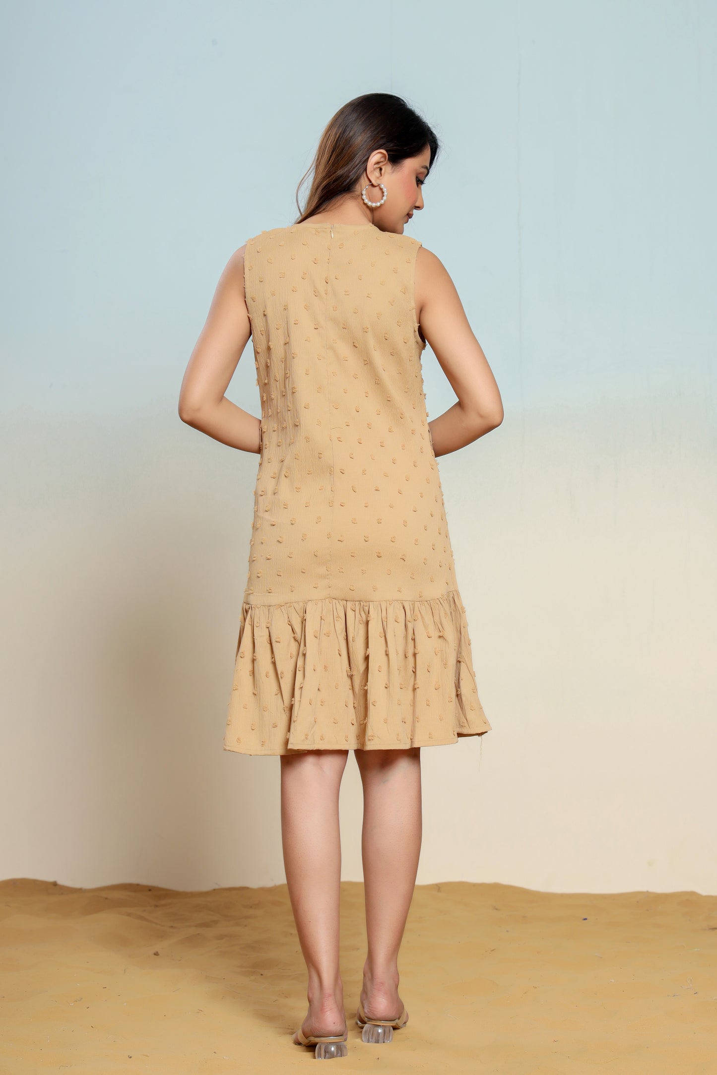 Pale Khakhi Bauble Dress