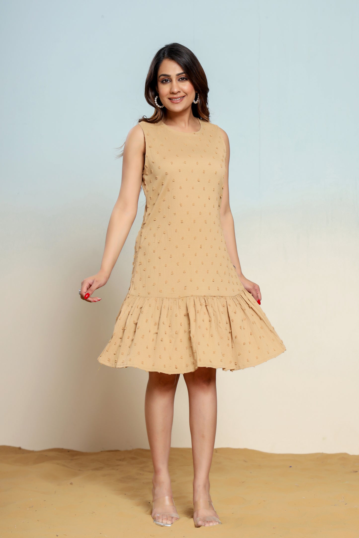 Pale Khakhi Bauble Dress