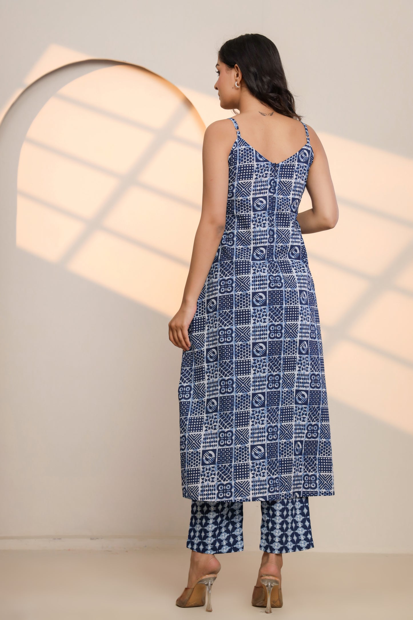 Lapis Blue Cotton Hand Block Printed Co- Ord Set