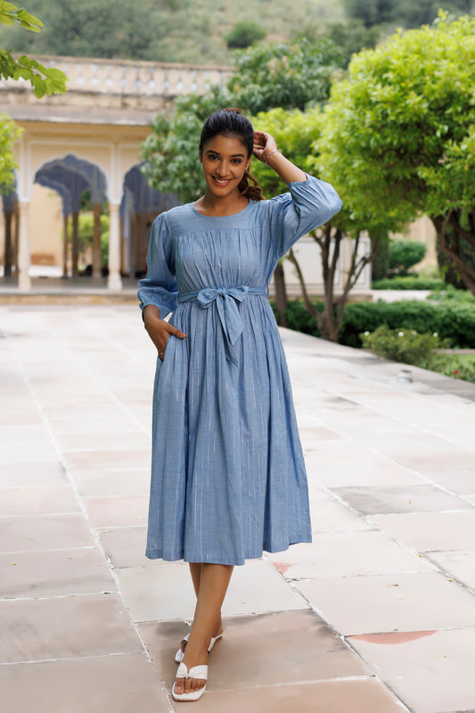 Denim Blue Lurex Dress