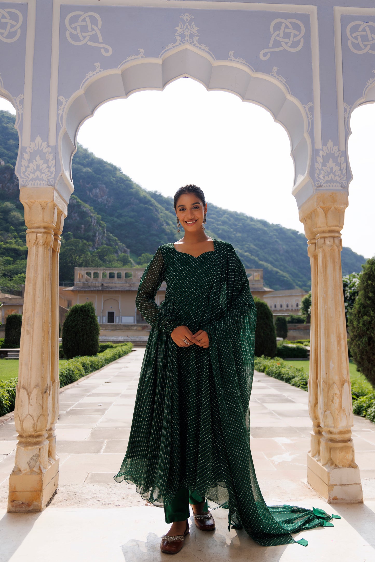 Treetop Green Leheriya Kurta Set