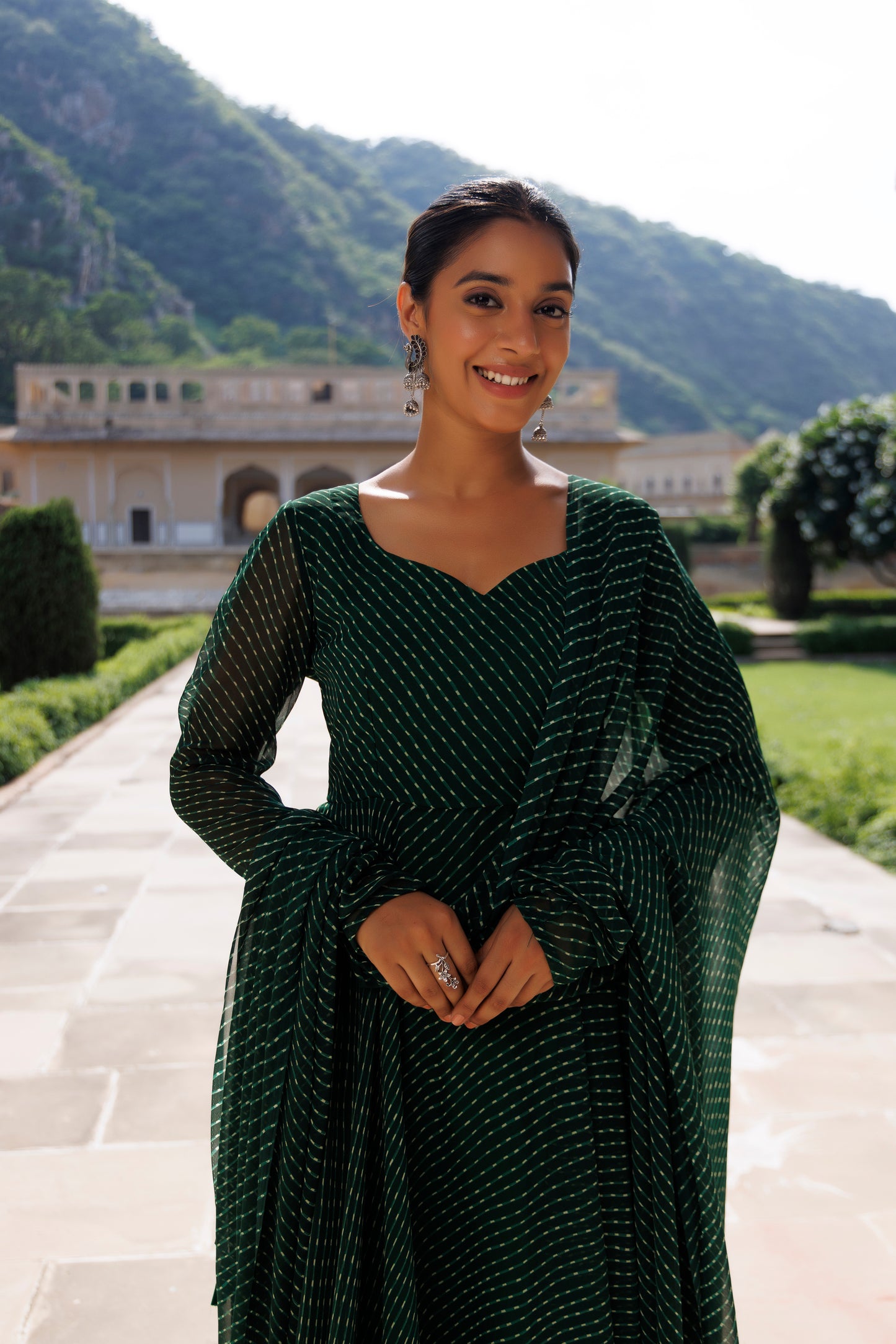 Treetop Green Leheriya Kurta Set