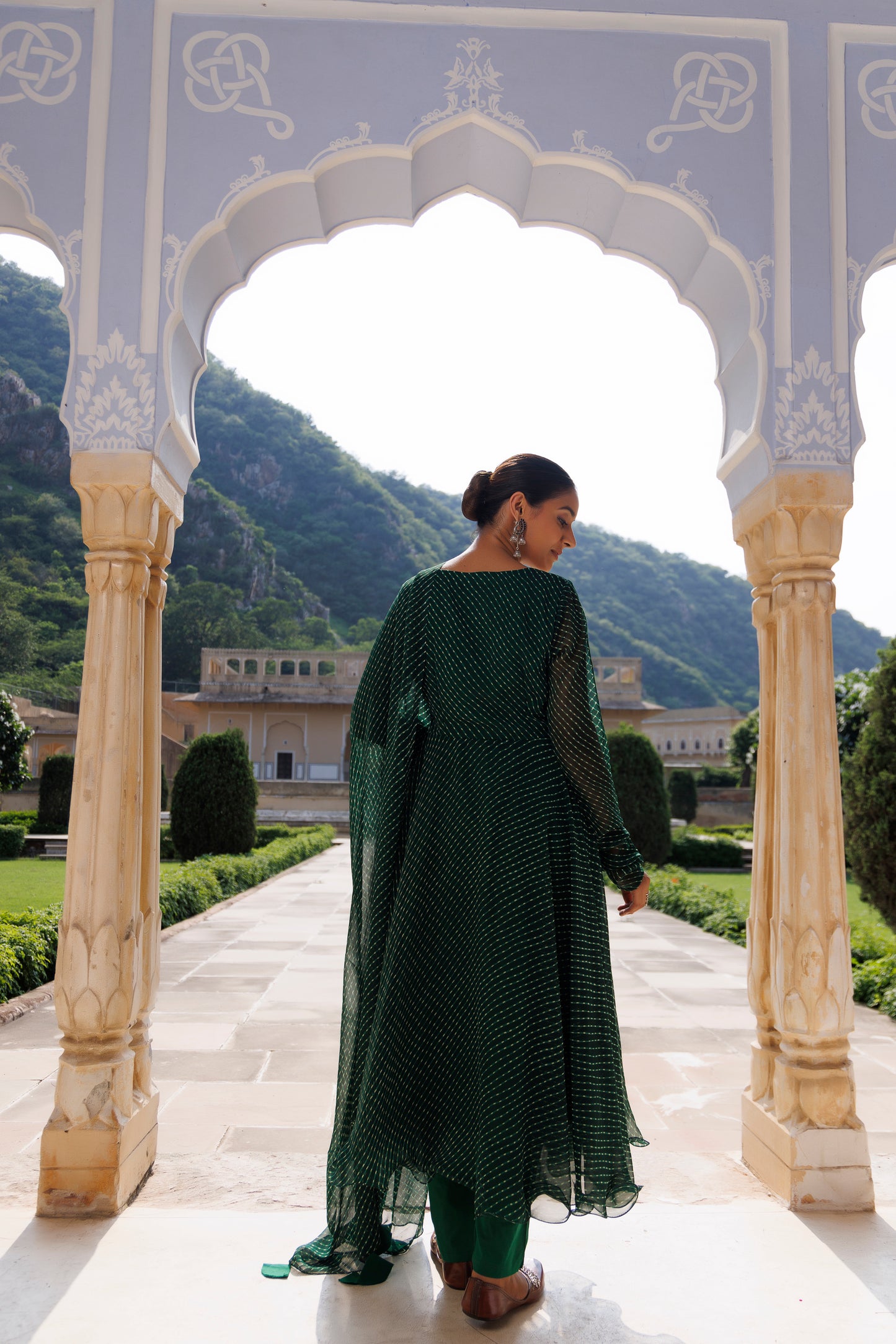 Treetop Green Leheriya Kurta Set