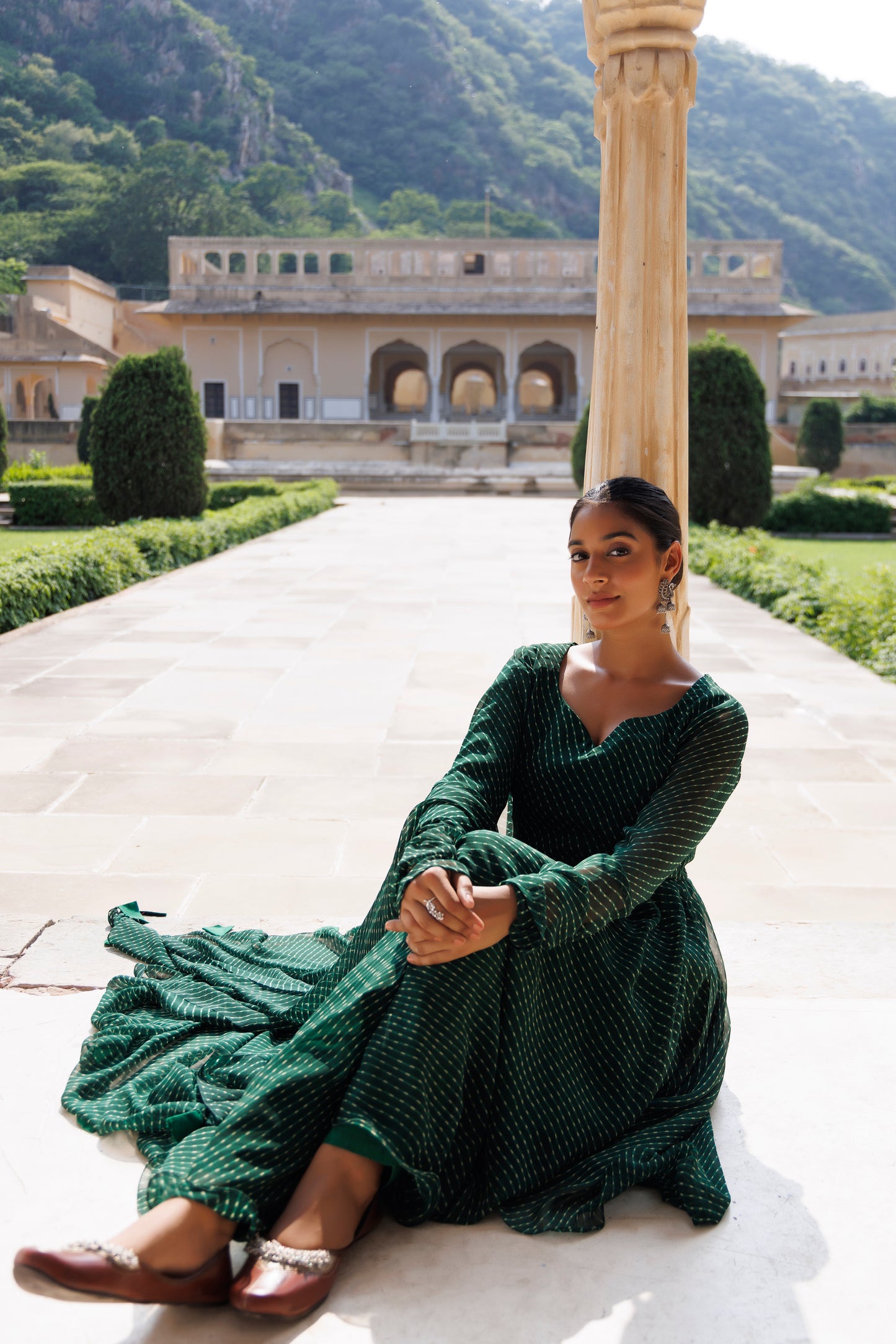 Treetop Green Leheriya Kurta Set