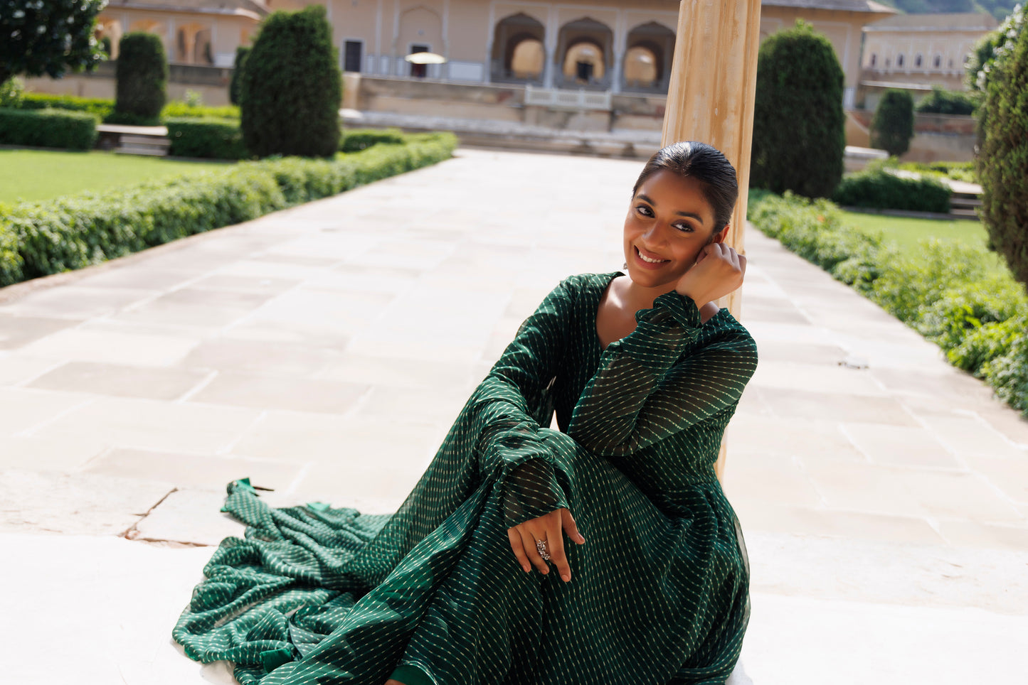 Treetop Green Leheriya Kurta Set