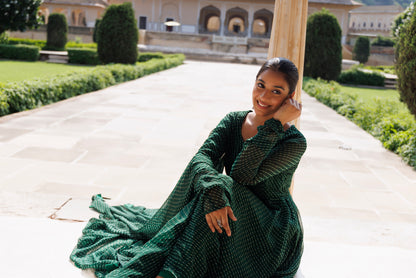 Treetop Green Leheriya Kurta Set