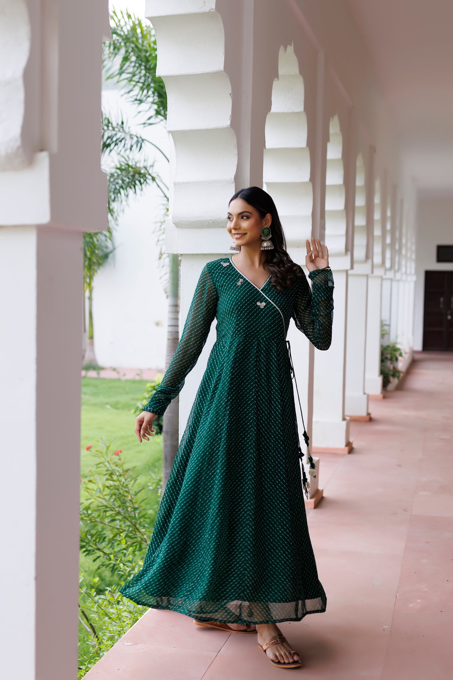 Green Leheriya Kurta