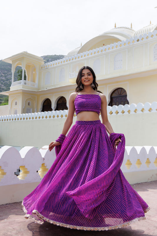 Pink Magenta Haze Leheriya Lehenga Set