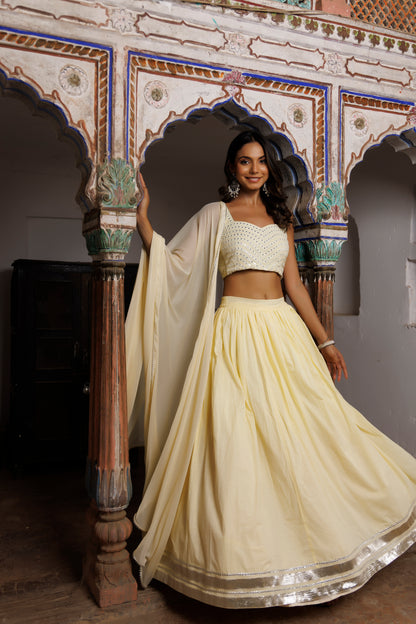 Mellow Yellow Embroidered Lehenga Set