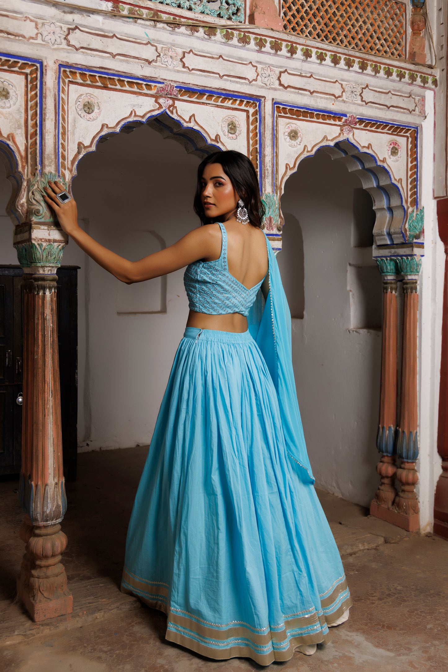 Tanager Turquoise Blue Embroidered Lehenga Set