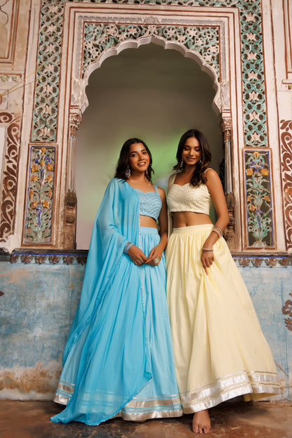 Tanager Turquoise Blue Embroidered Lehenga Set