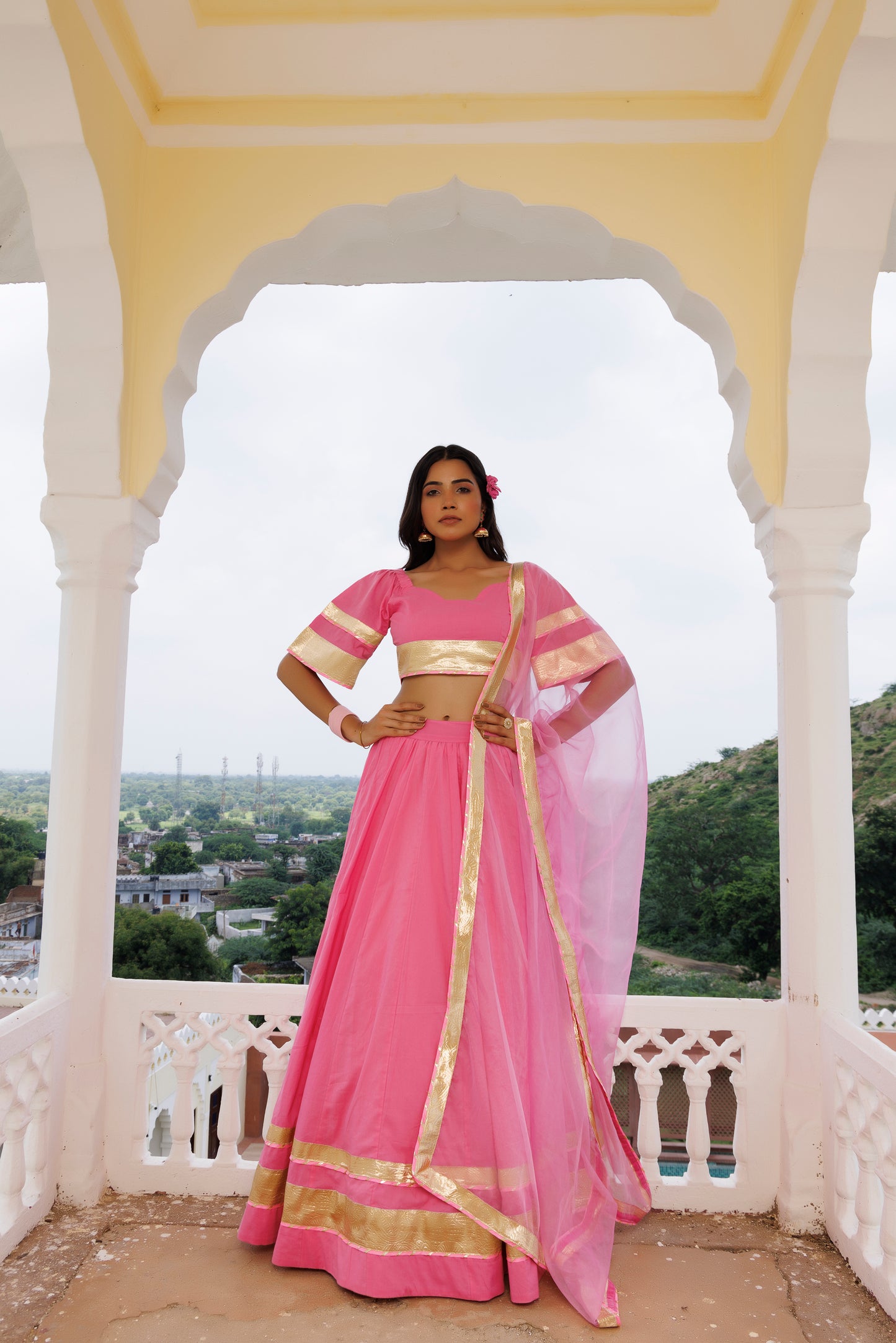 Calypso Coral Pink Lehenga Set