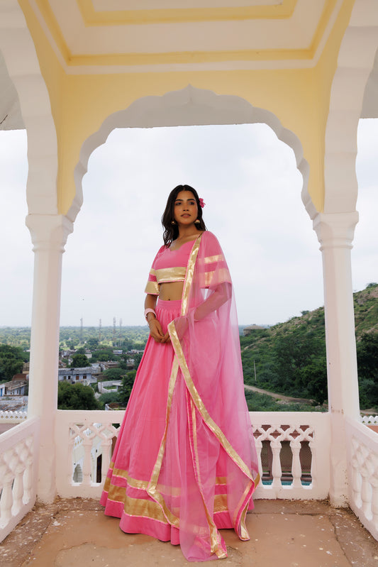 Calypso Coral Pink Lehenga Set