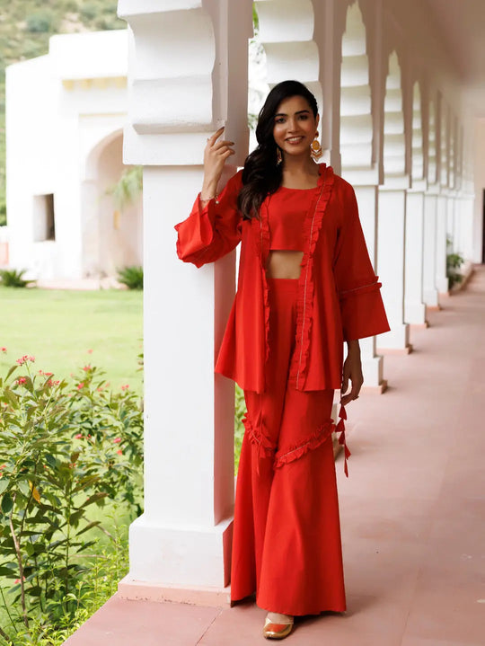 EmberGlow Red Co-ord Set Ragavi