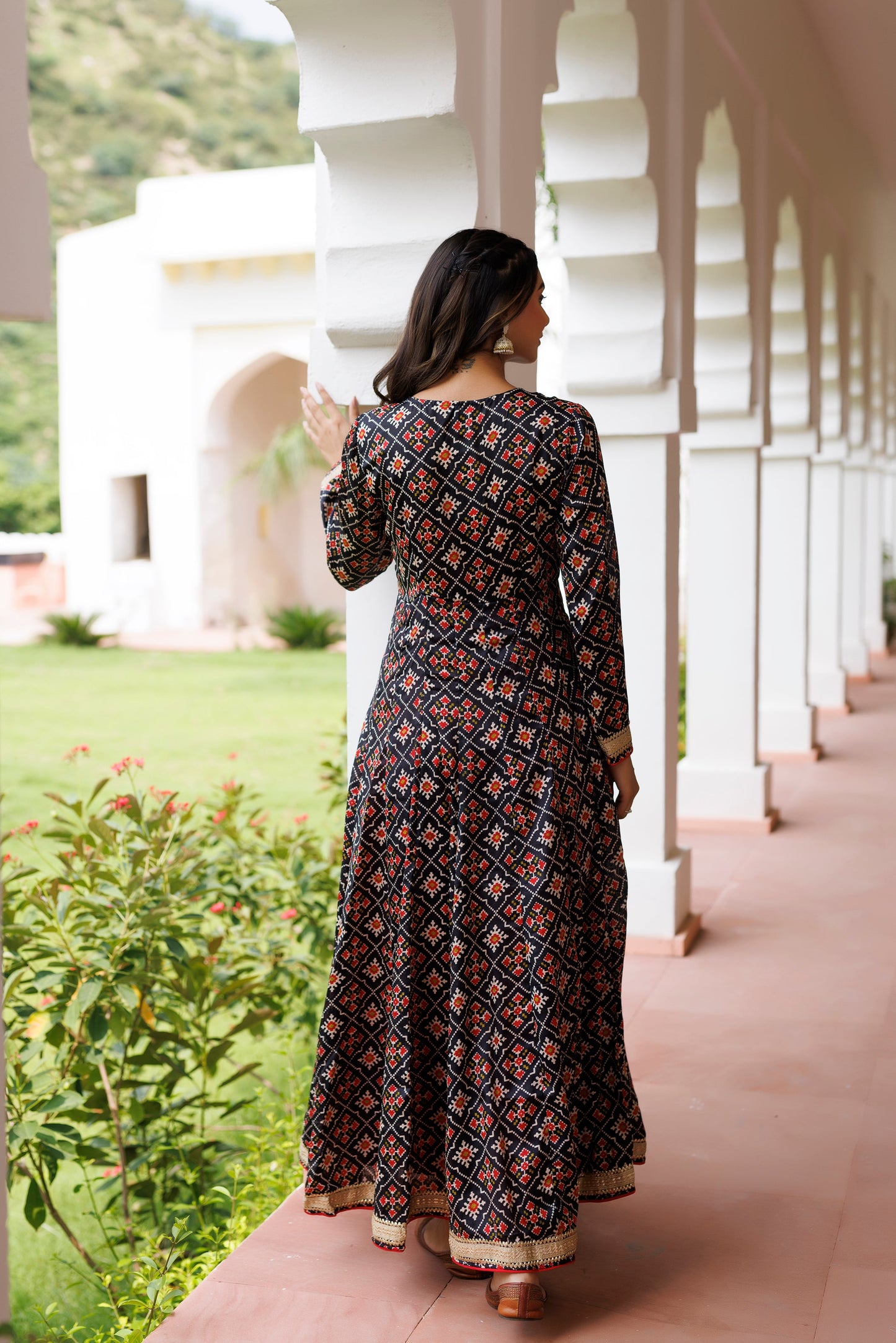 Black and Red Patola Printed Kurta Set Ragavi