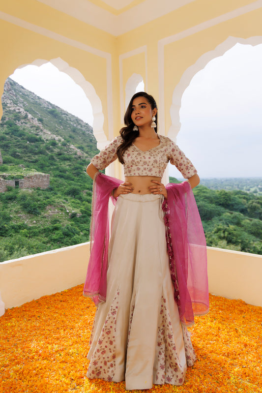 Dove Grey Purple Lehenga Set