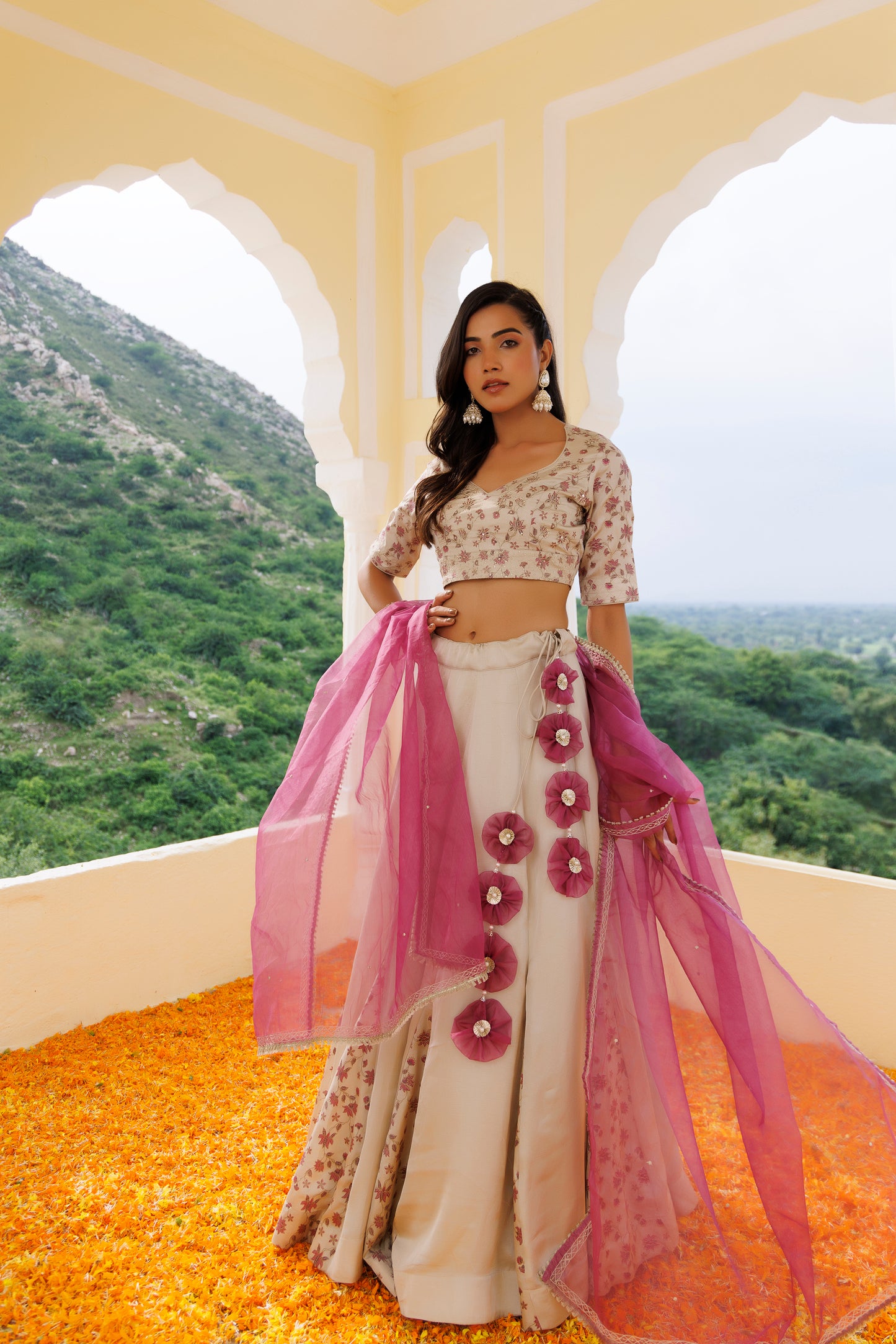 Dove Grey Purple Lehenga Set