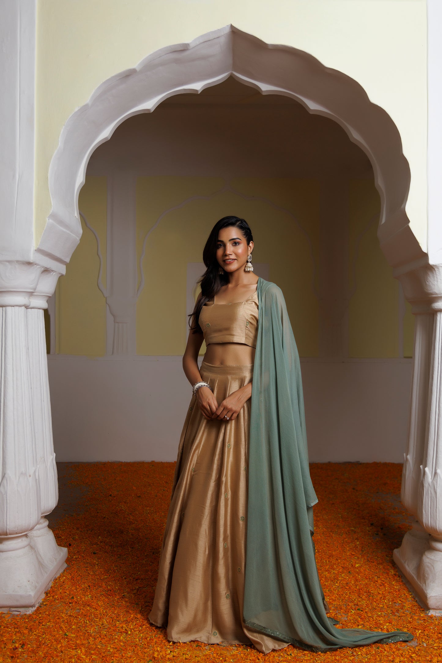 Taffy Golden Brown Lehenga Set