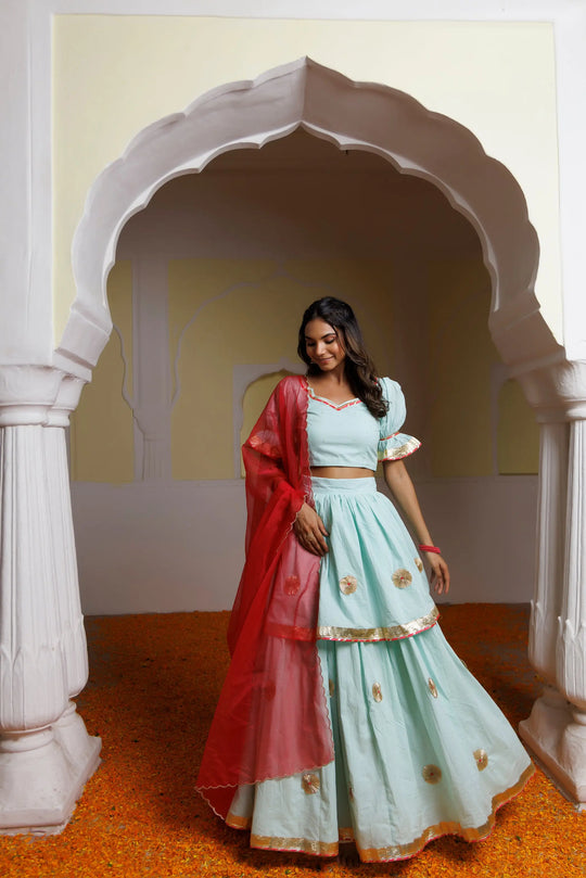 Aquamarine Blue Lehenga Set Ragavi