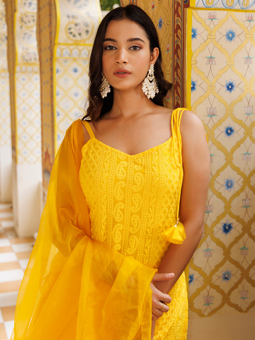 Daisy Daze Yellow Chikankari Sharara Set