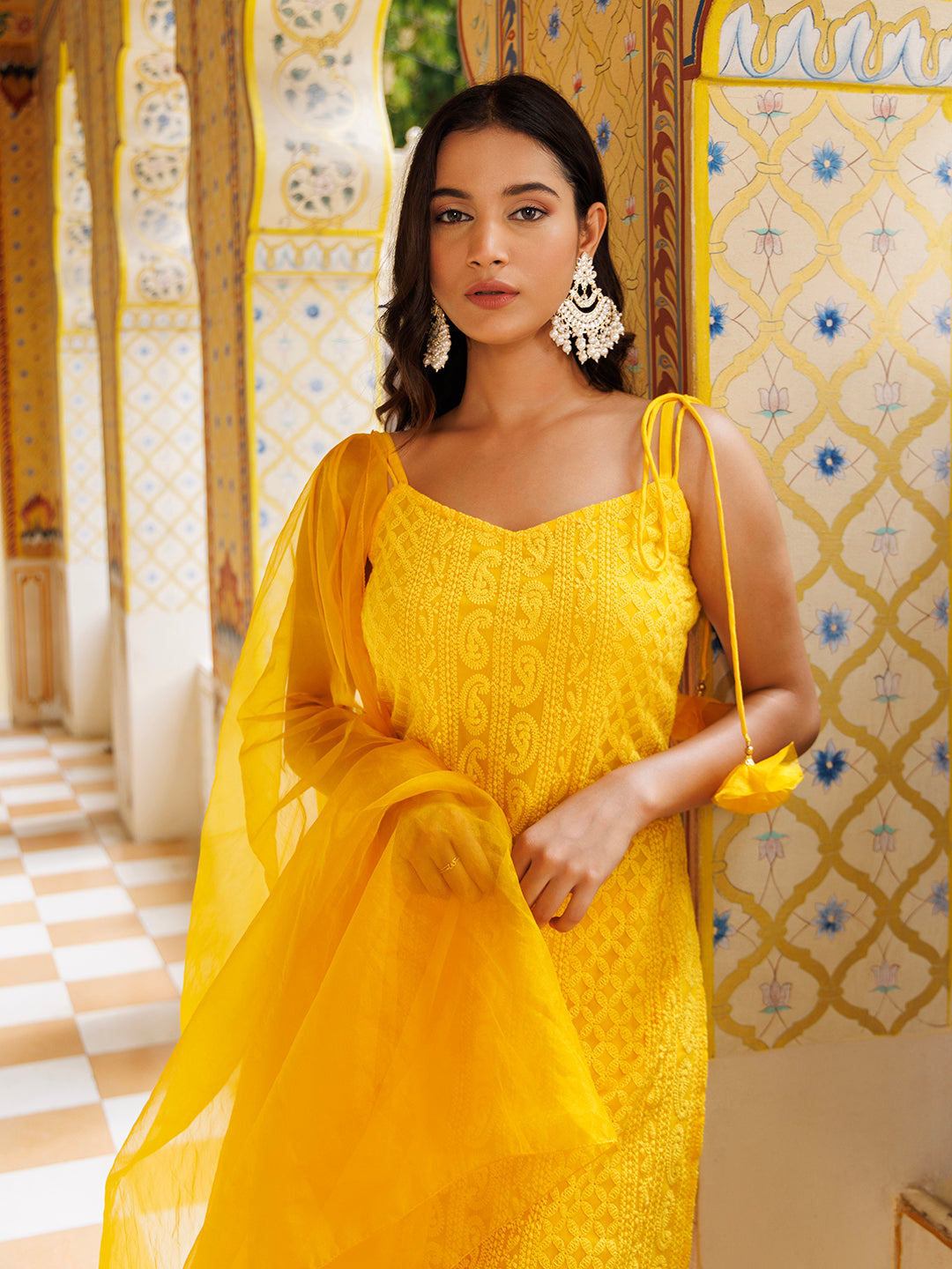 Daisy Daze Yellow Chikankari Sharara Set