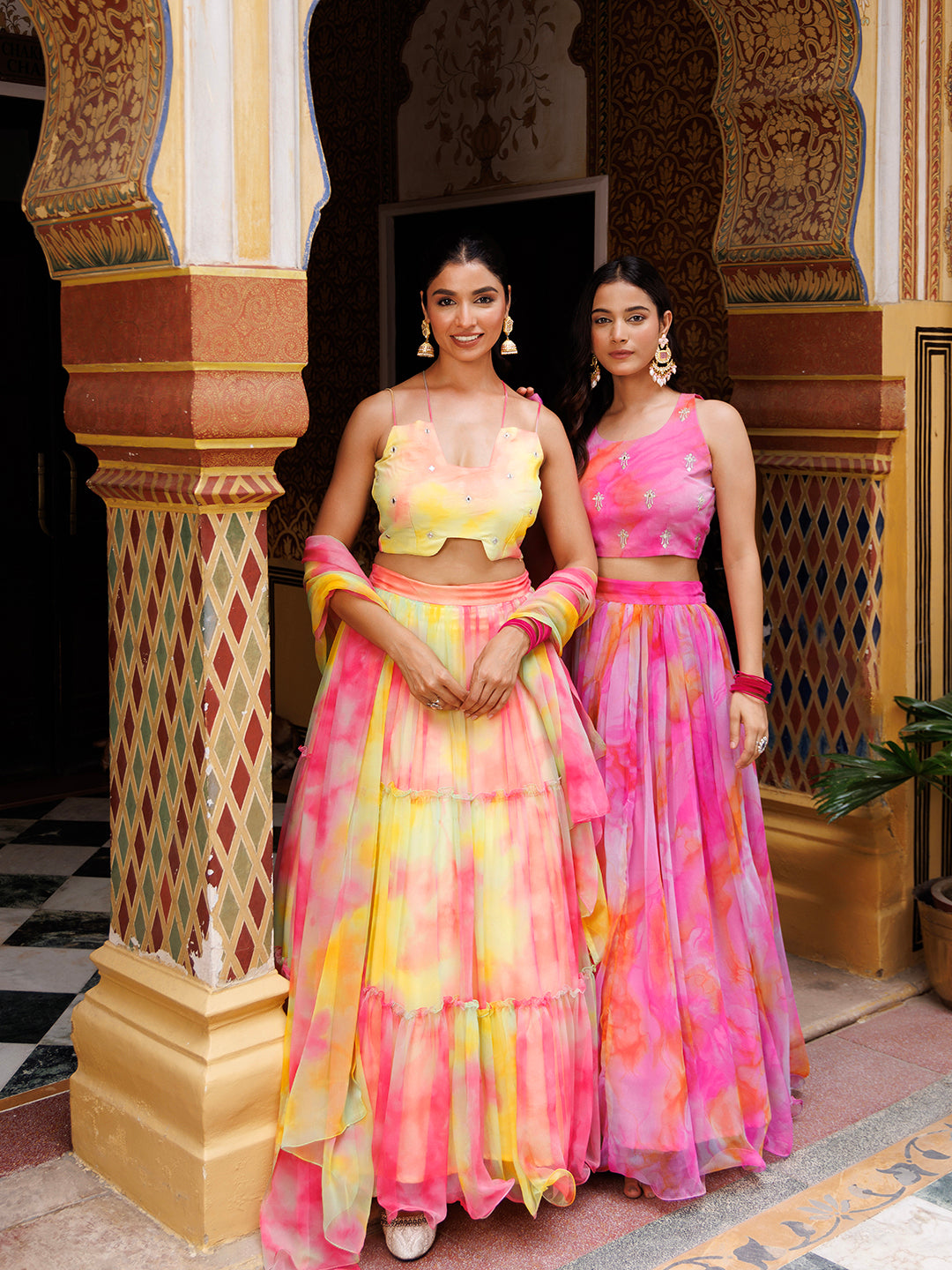 Raspberry Pink Chiffon Lehenga Set