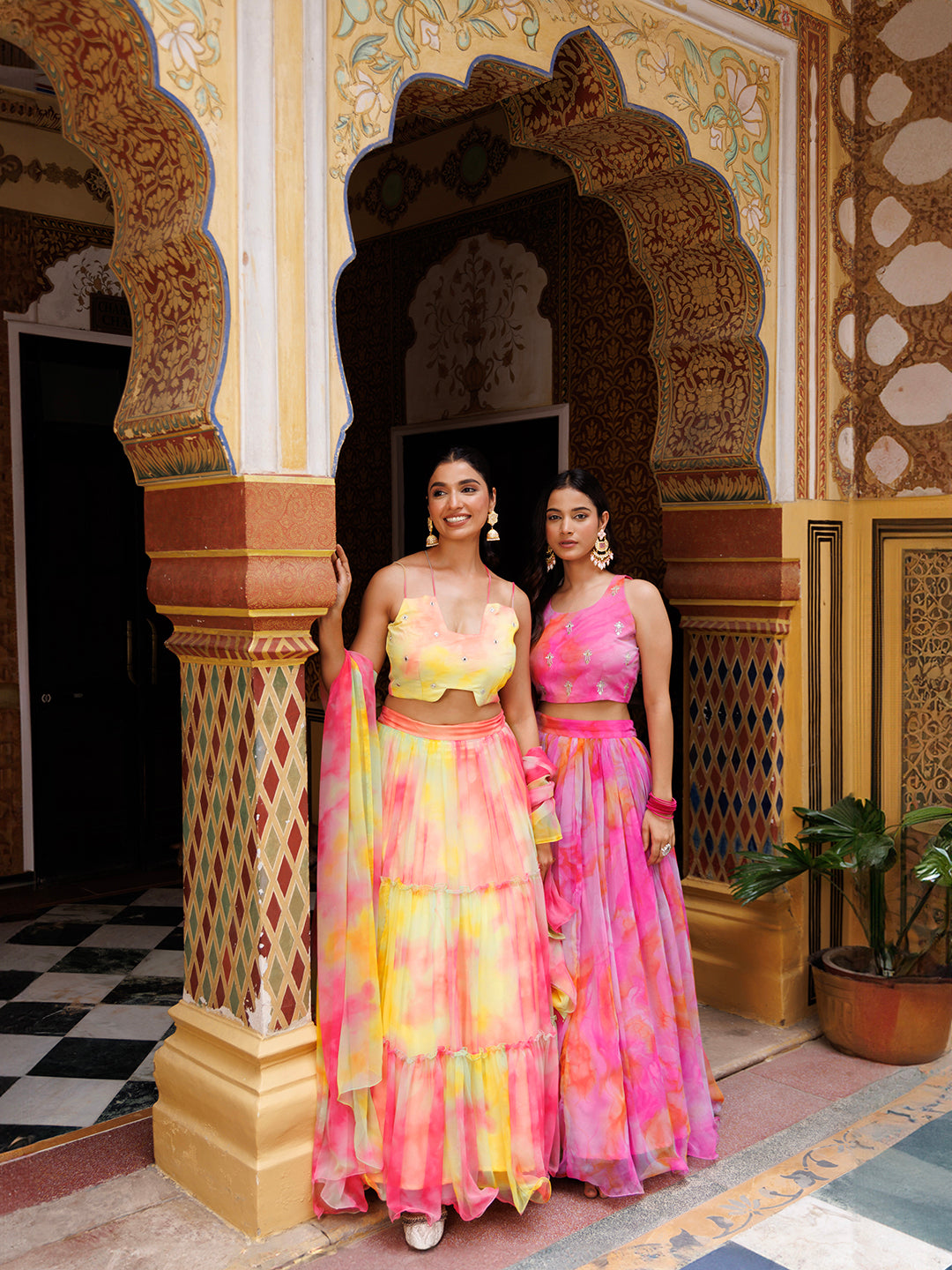 Raspberry Pink Chiffon Lehenga Set
