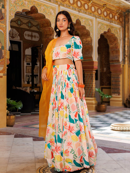 Multicolor Printed lehnga set