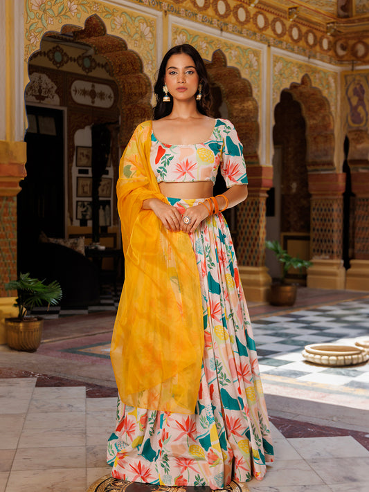 Multicolor Printed lehnga set