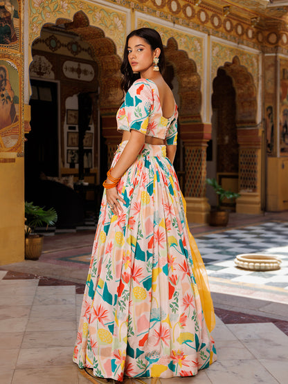 Multicolor Printed lehnga set