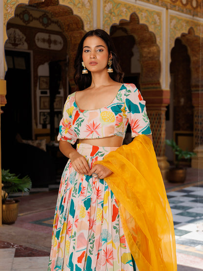 Multicolor Printed lehnga set