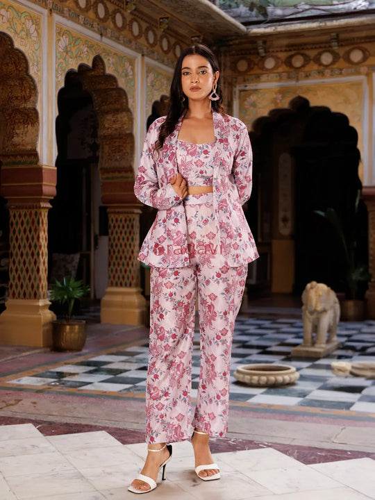 Veiled Rose Pink Co- Ord Set - Ragavi