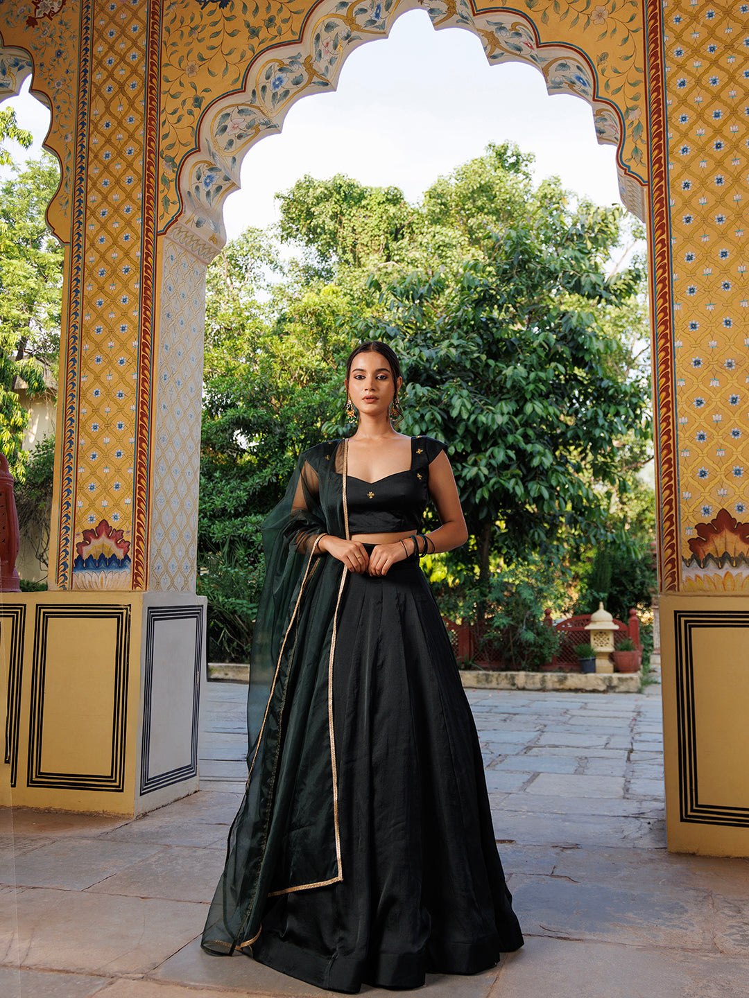 Green Bay Embroidered Silk Lehenga Set
