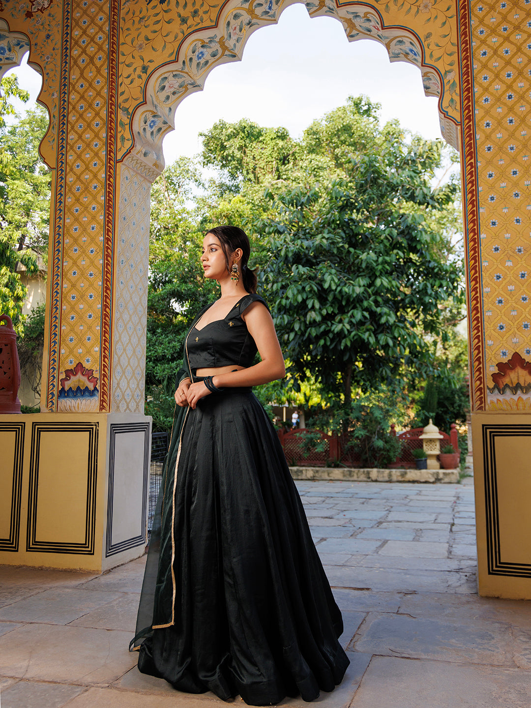 Green Bay Embroidered Silk Lehenga Set