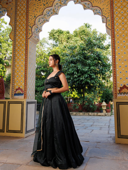 Green Bay Embroidered Silk Lehenga Set