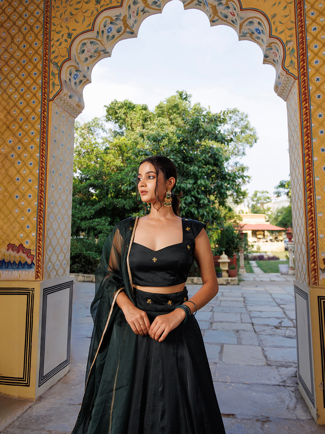 Green Bay Embroidered Silk Lehenga Set