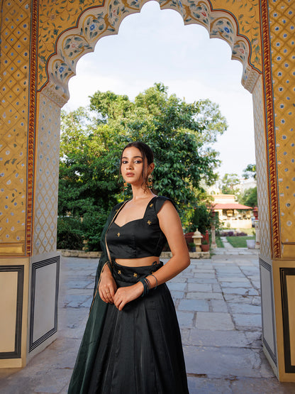 Green Bay Embroidered Silk Lehenga Set