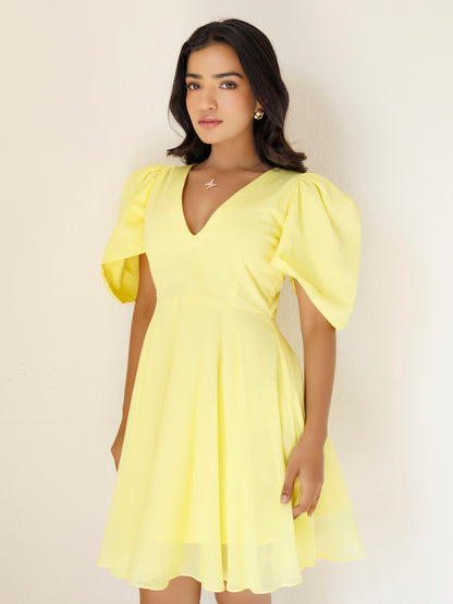 Birds Of Paradise Yellow Chiffon Dress