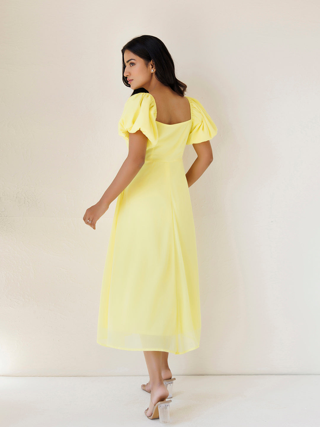 Yellow Paper Daisy Chiffon Midi Dress